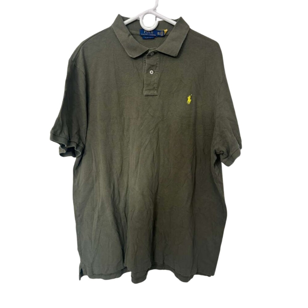 Polo Ralph Lauren Iconic Mesh Polo Shirt Mens XXL Olive Green Short Sleeves